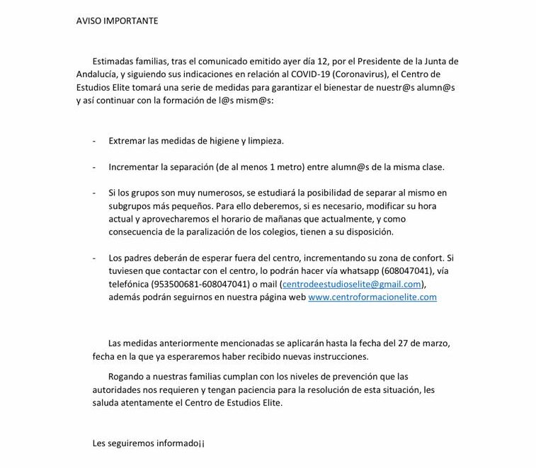 comunicado-centro-de-estudios-elite
